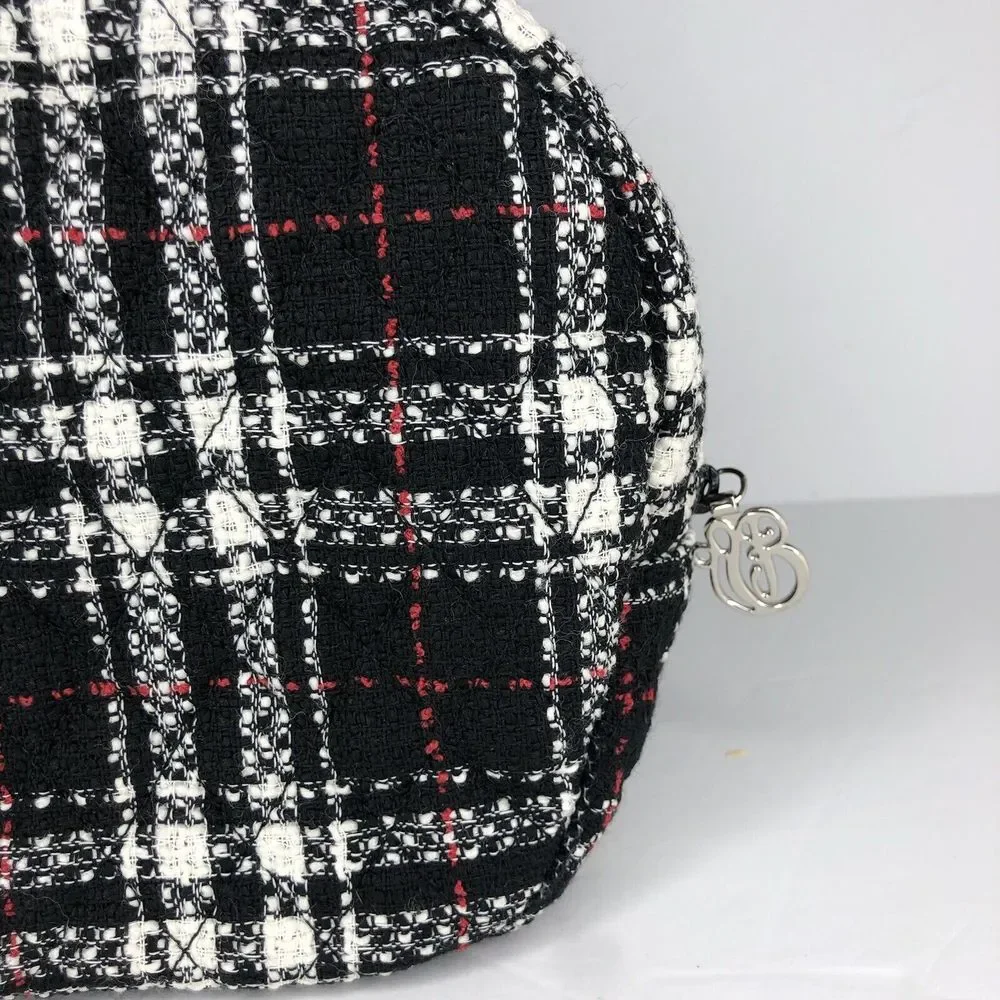 Vera Bradley Tweed Collection Wool Canteen Tote Bag Black, White &‎ Red Plaid